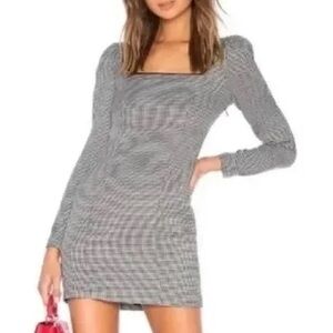 L'Academie Black and White Long-Sleeve Dress